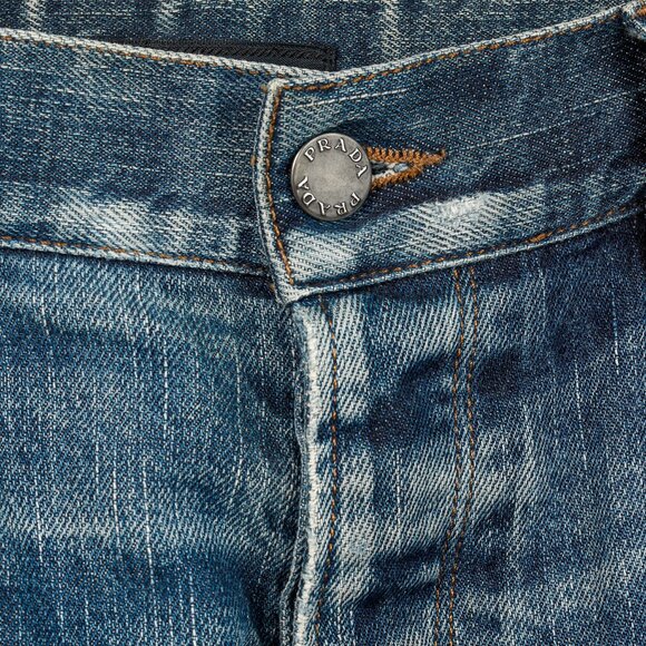 Prada Medium-Blue Distressed Tapered-Fit Jeans - Picture 4 of 16